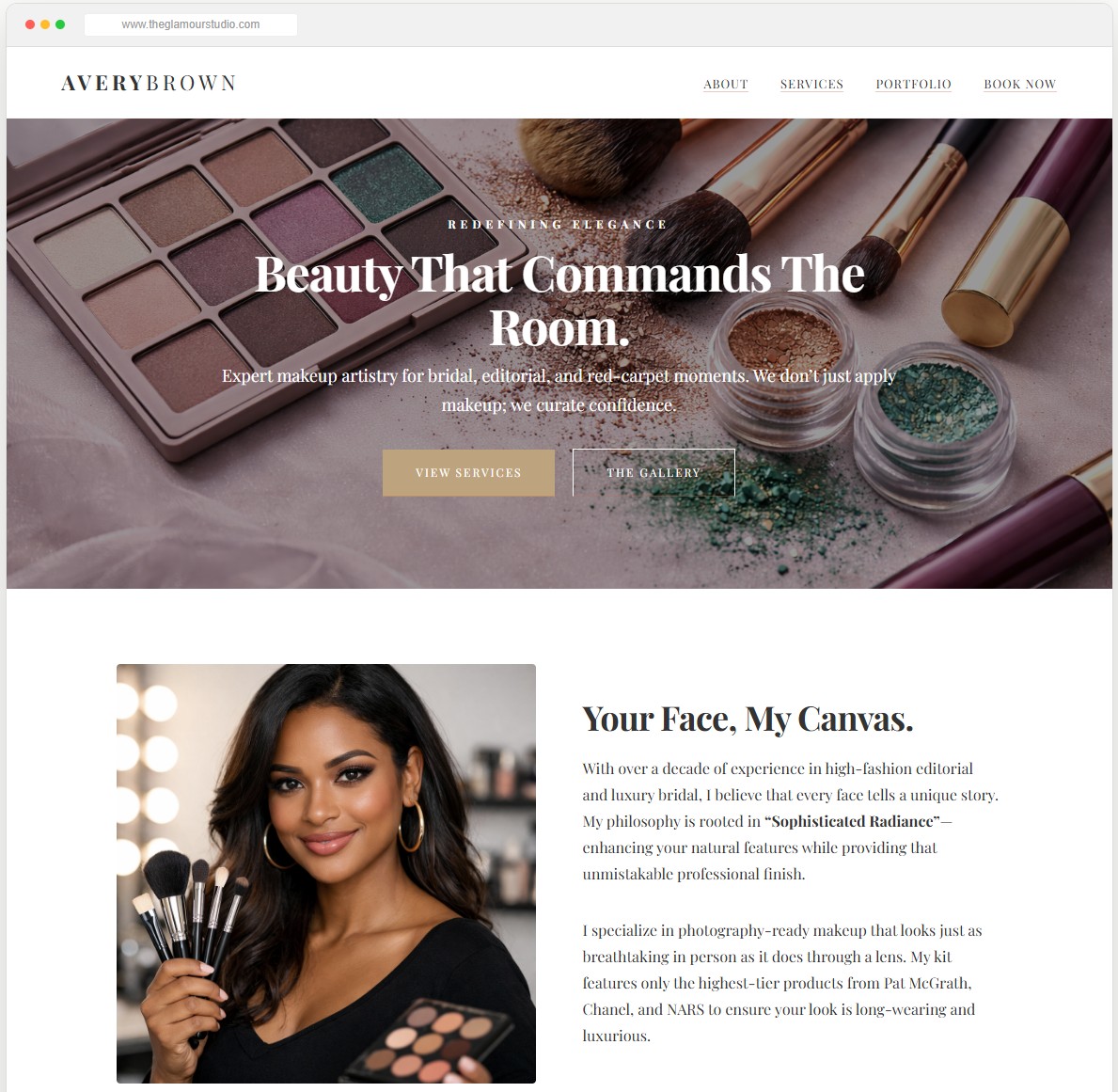 Avery Brown example website screenshot