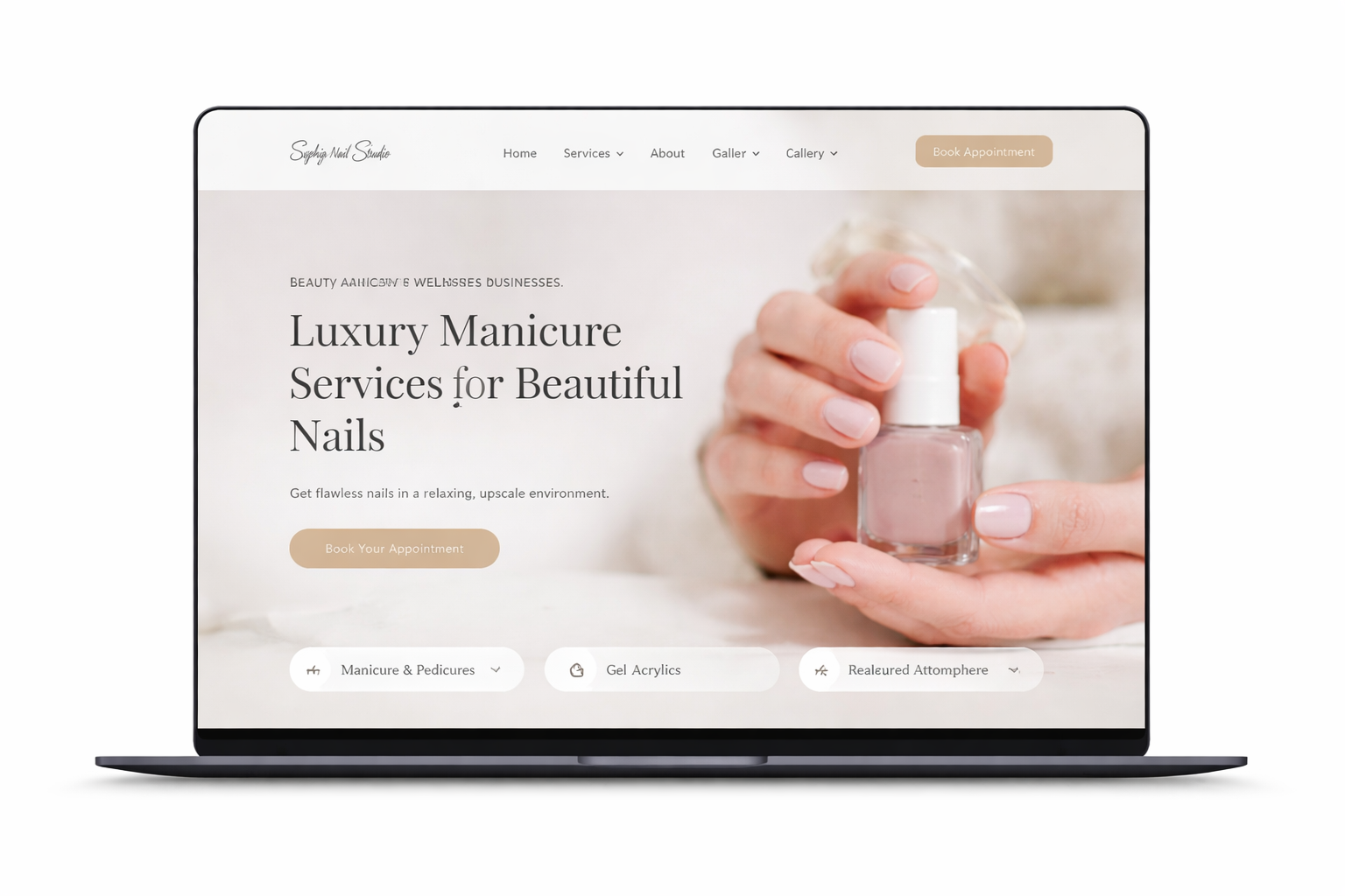 Example one-page beauty website screenshot