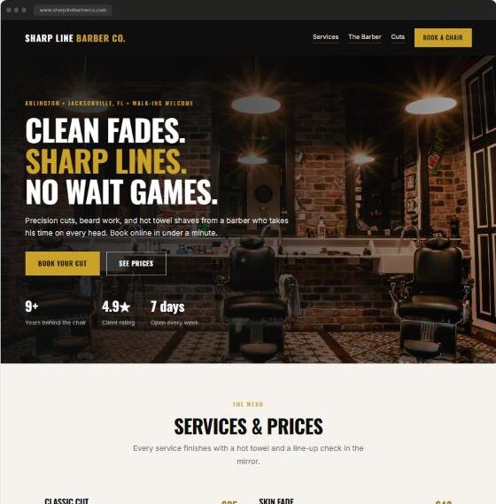 Barbershop example website