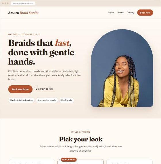 Braiding studio example website