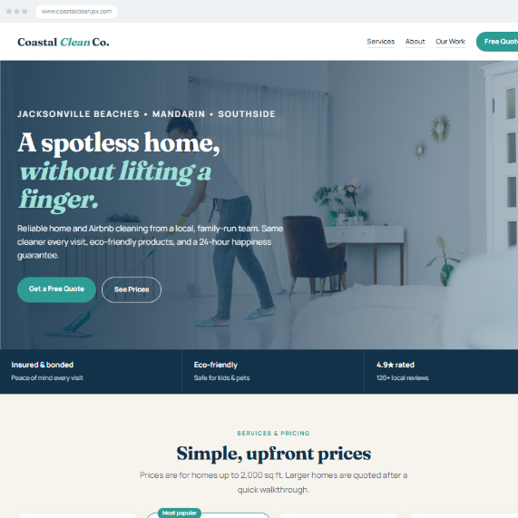House cleaning example website