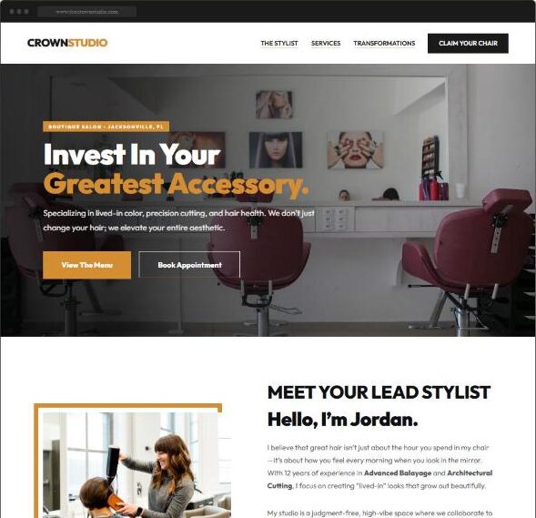 Hair stylist example website